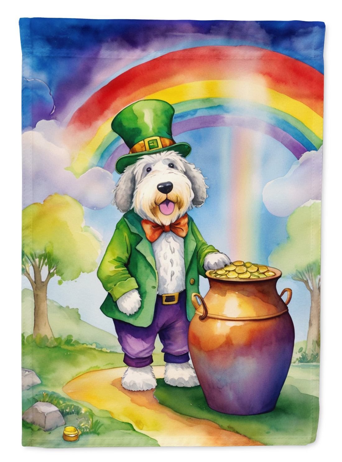 Buy this Old English Sheepdog St Patrick's Day Garden Flag