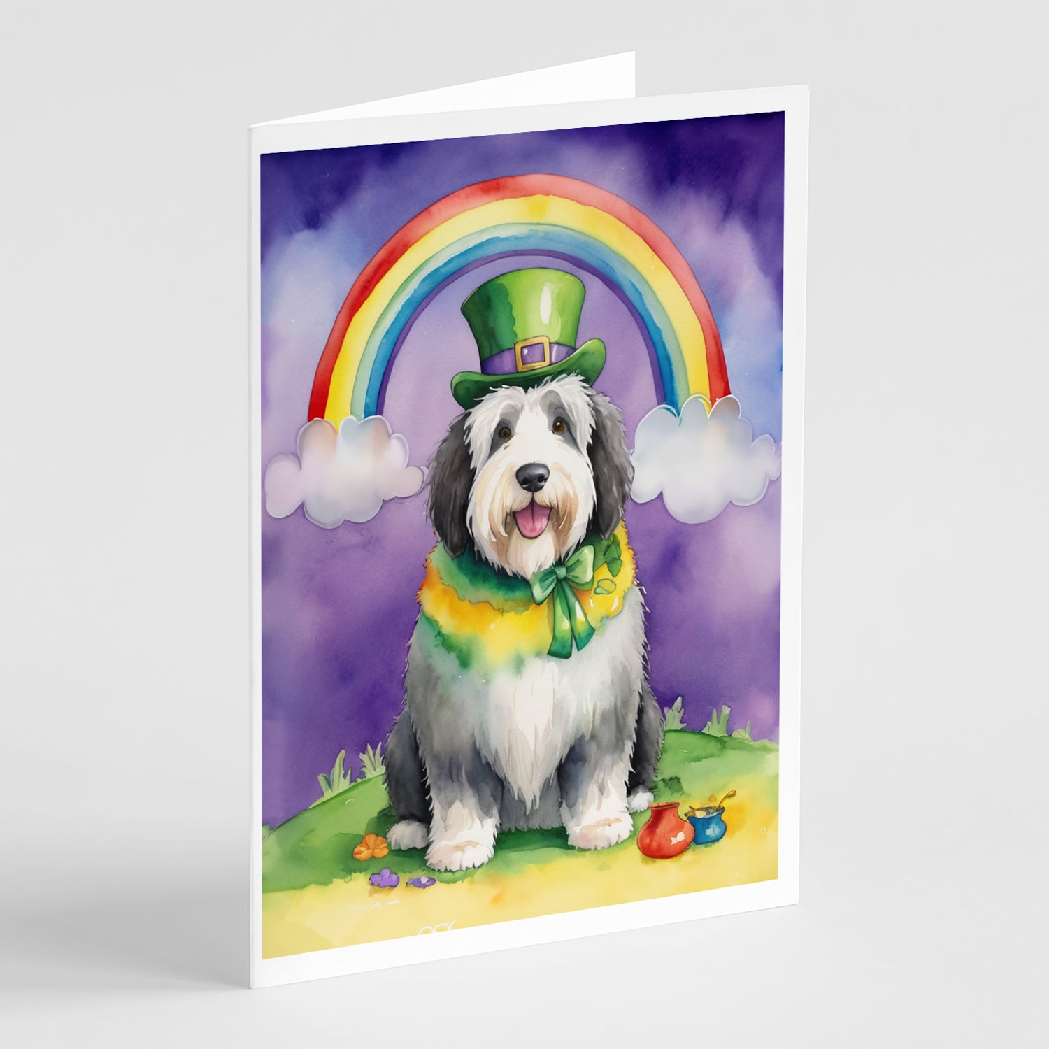 Buy this Old English Sheepdog St Patrick's Day Greeting Cards Pack of 8