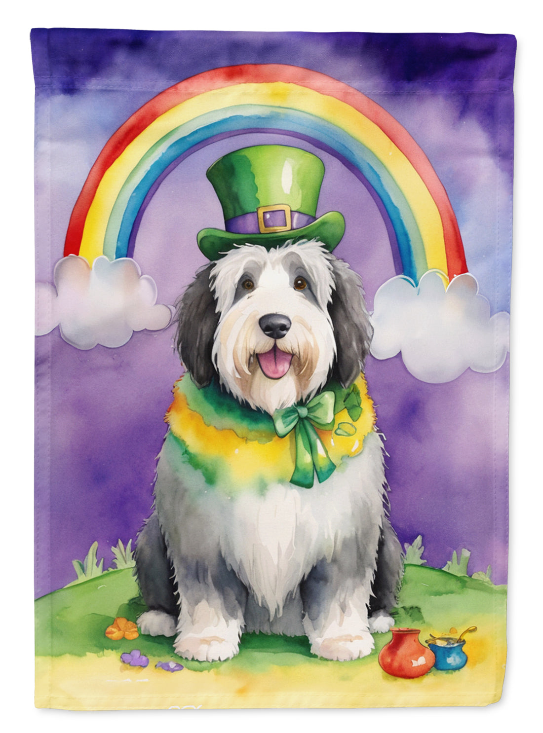 Buy this Old English Sheepdog St Patrick's Day Garden Flag