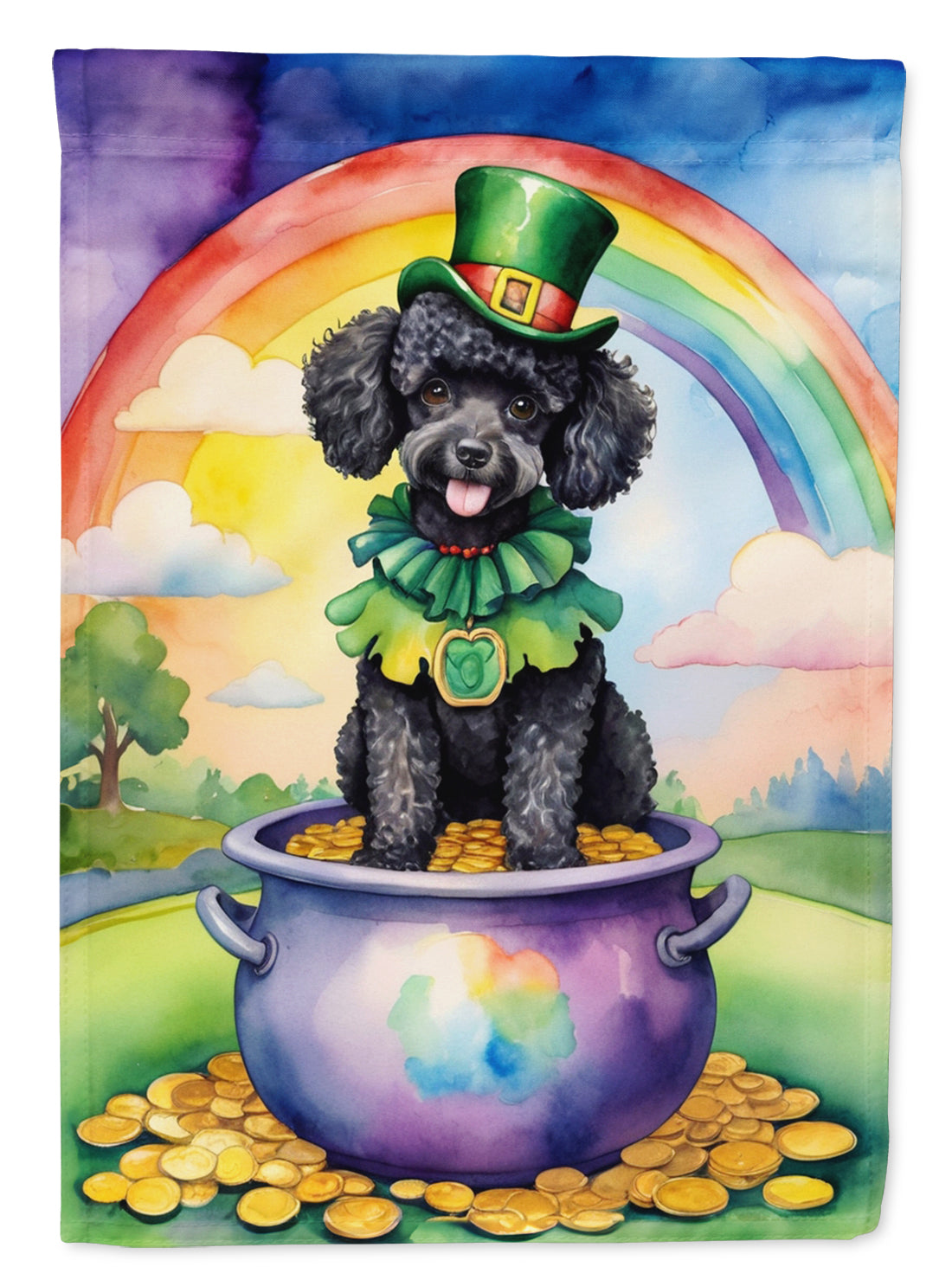 Buy this Black Poodle St Patrick's Day House Flag