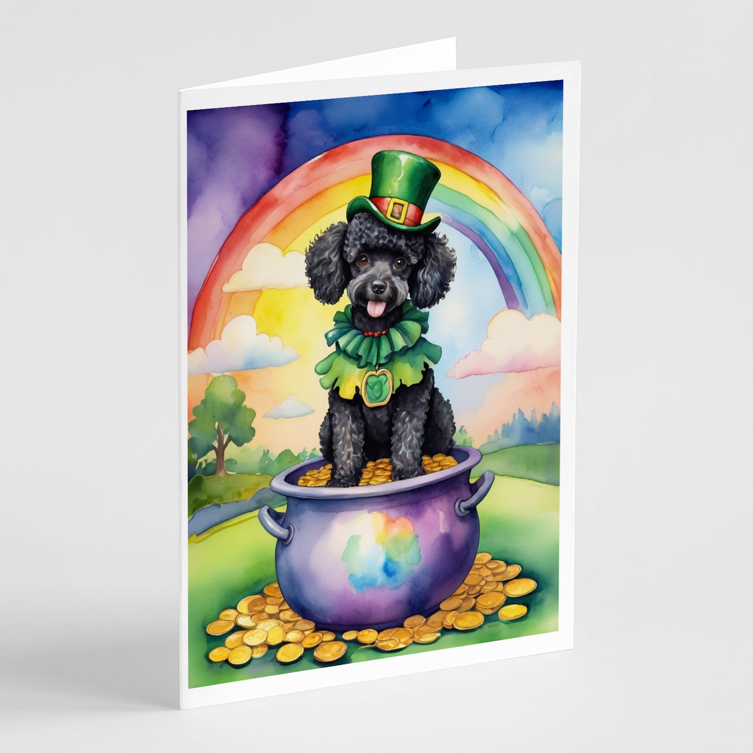 Buy this Black Poodle St Patrick's Day Greeting Cards Pack of 8