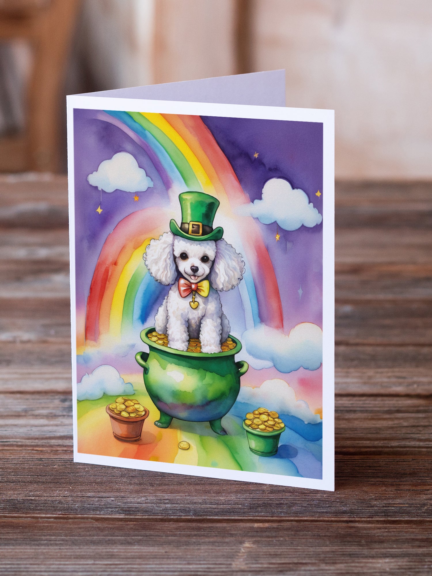 Buy this White Poodle St Patrick's Day Greeting Cards Pack of 8