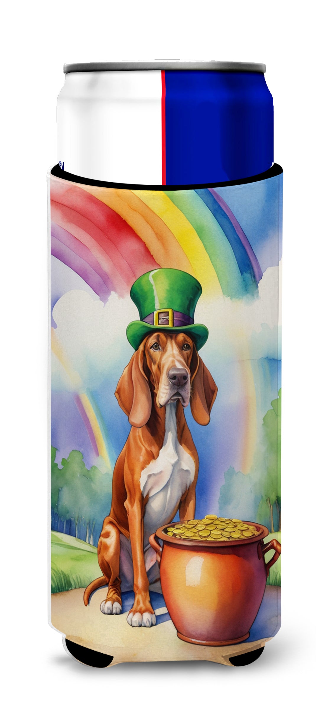 Buy this Red Redbone Coonhound St Patrick&#39;s Day Hugger for Ultra Slim Cans