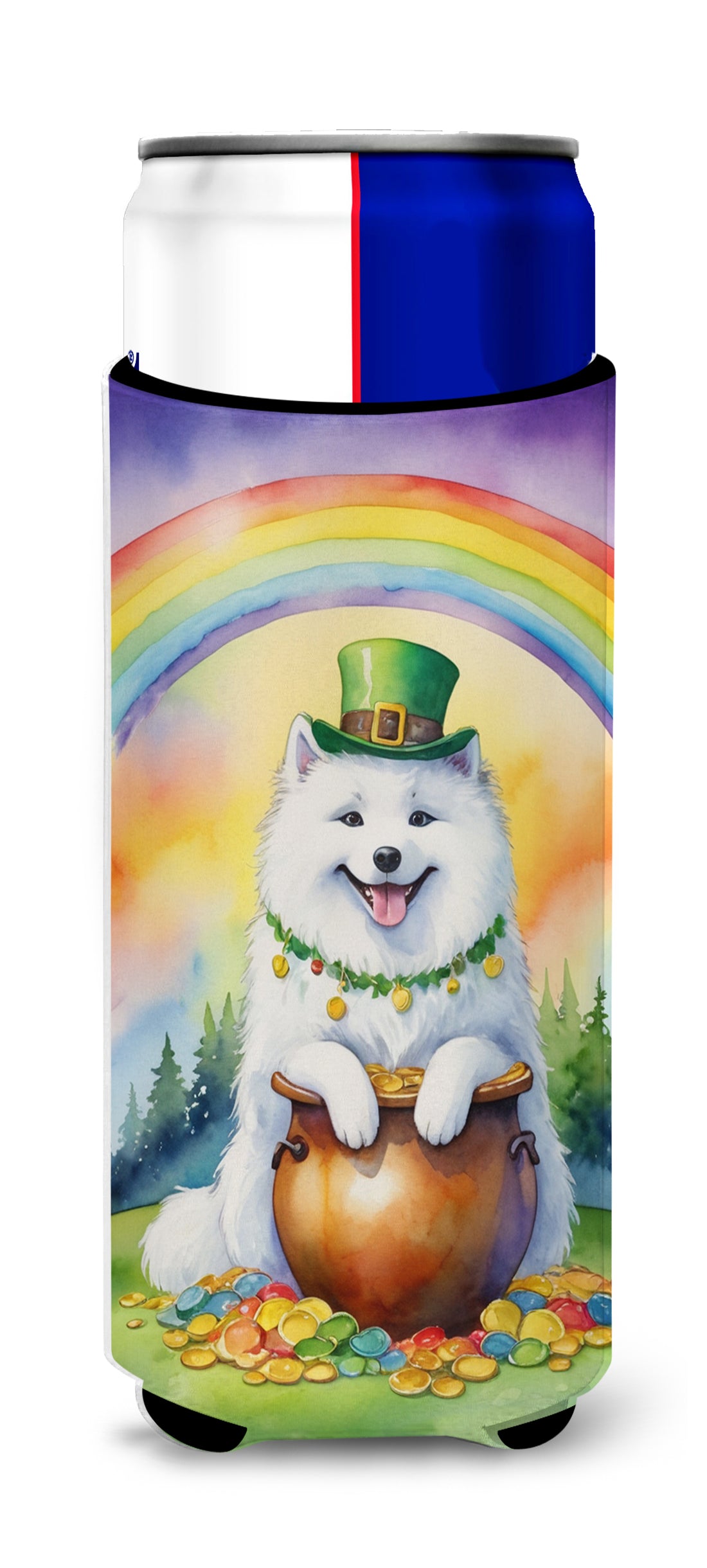 Buy this Samoyed St Patrick&#39;s Day Hugger for Ultra Slim Cans