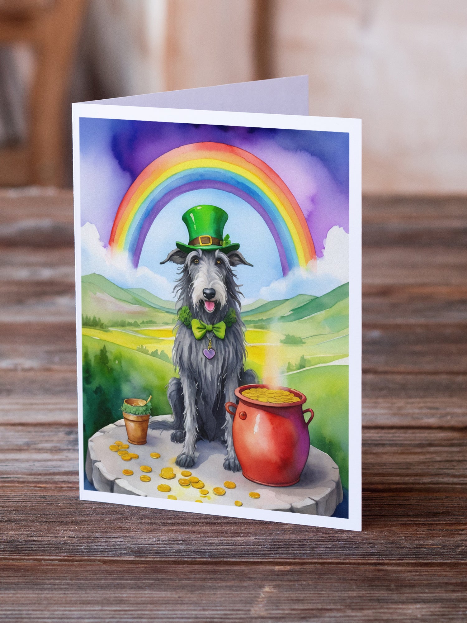 Scottish Deerhound St Patrick's Day Greeting Cards Pack of 8