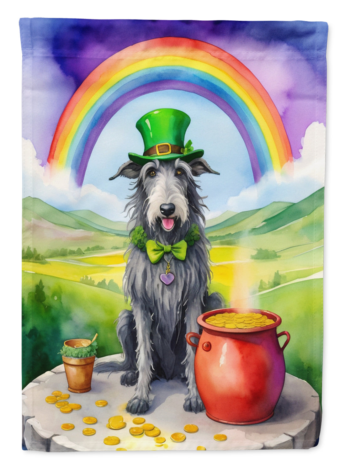 Buy this Scottish Deerhound St Patrick's Day Garden Flag