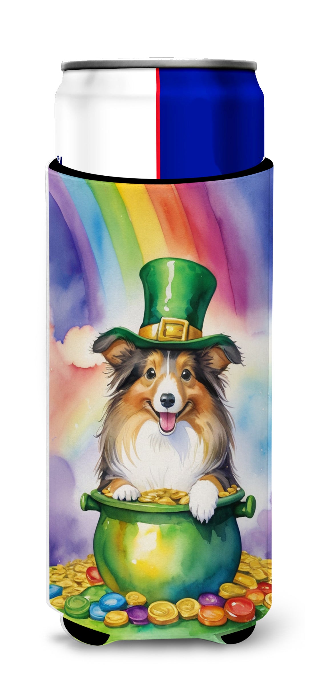 Buy this Sheltie St Patrick's Day Hugger for Ultra Slim Cans