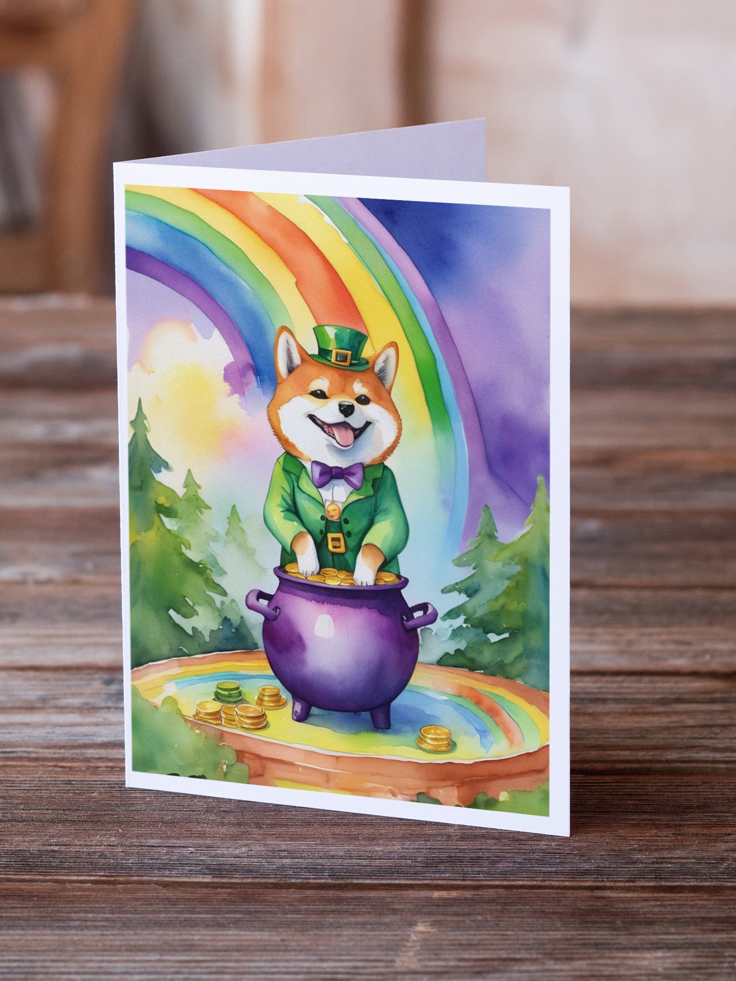 Shiba Inu St Patrick's Day Greeting Cards Pack of 8