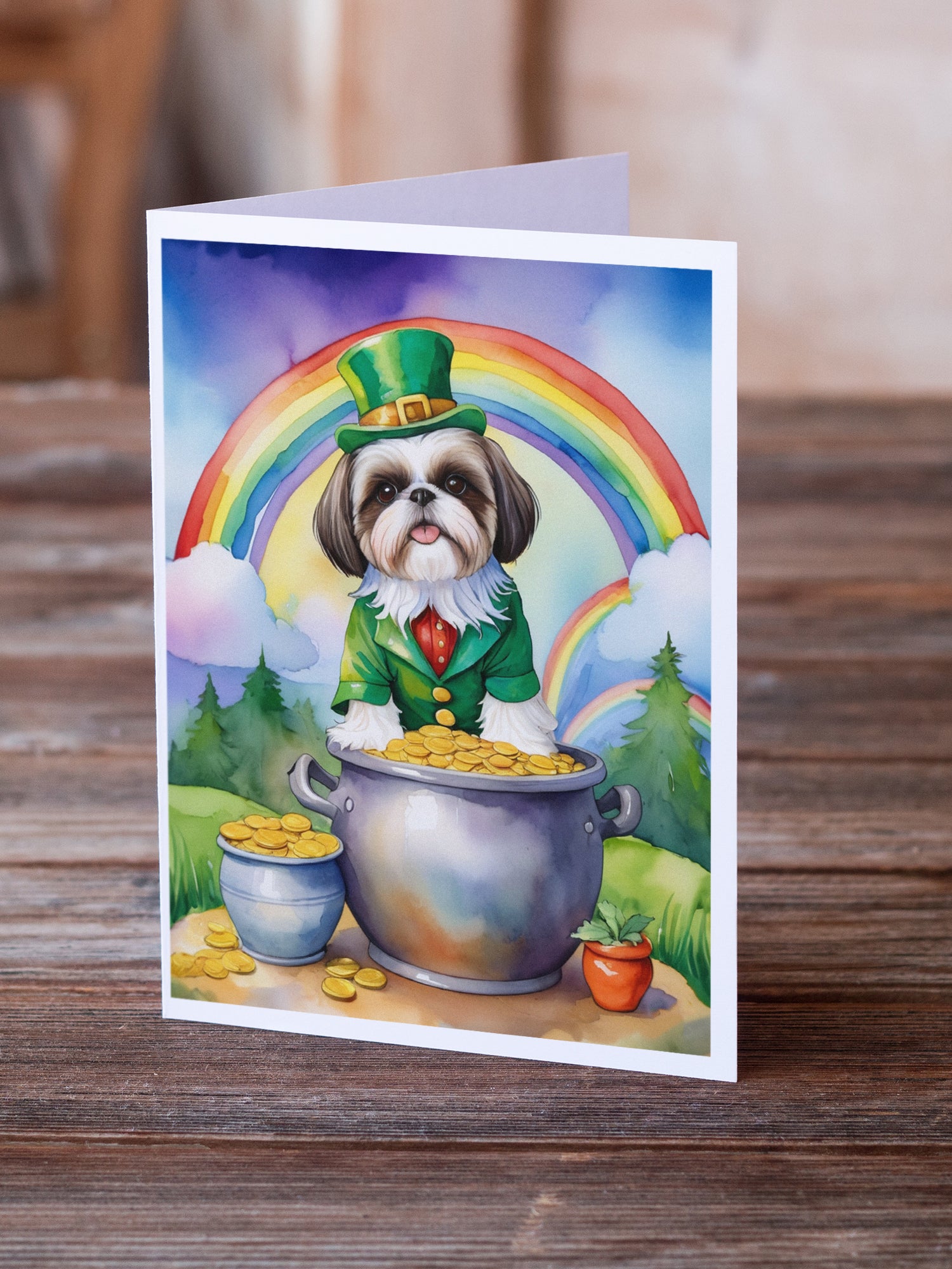 Shih Tzu St Patrick's Day Greeting Cards Pack of 8