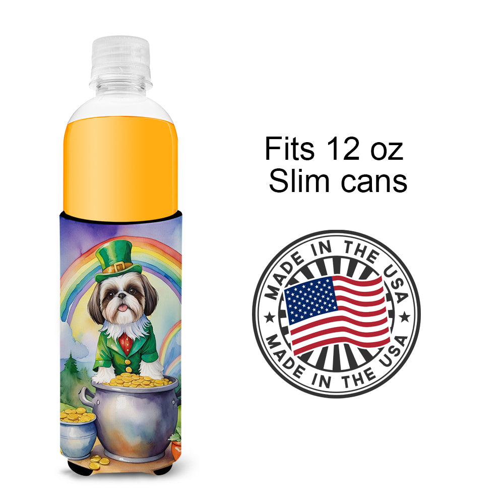Shih Tzu St Patrick's Day Hugger for Ultra Slim Cans