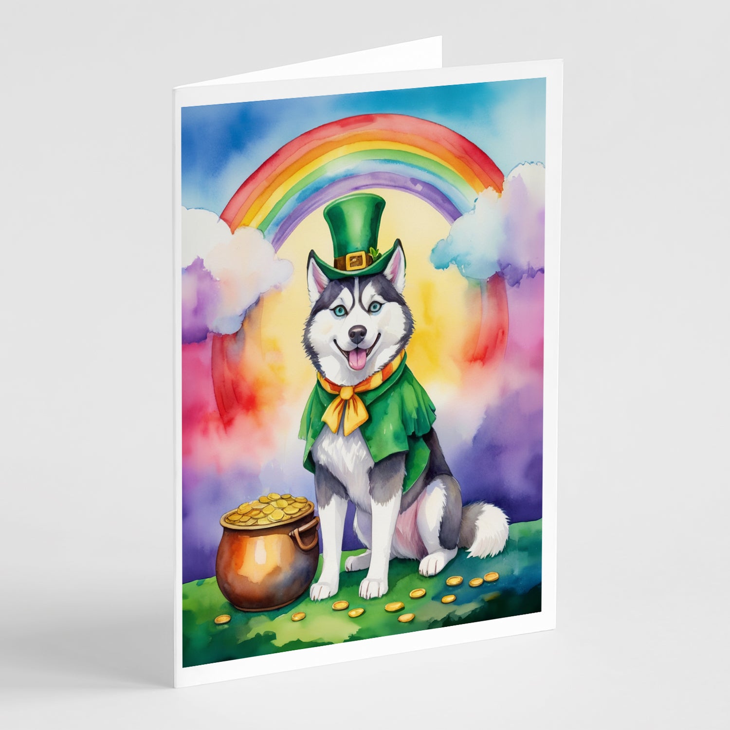 Buy this Siberian Husky St Patrick's Day Greeting Cards Pack of 8