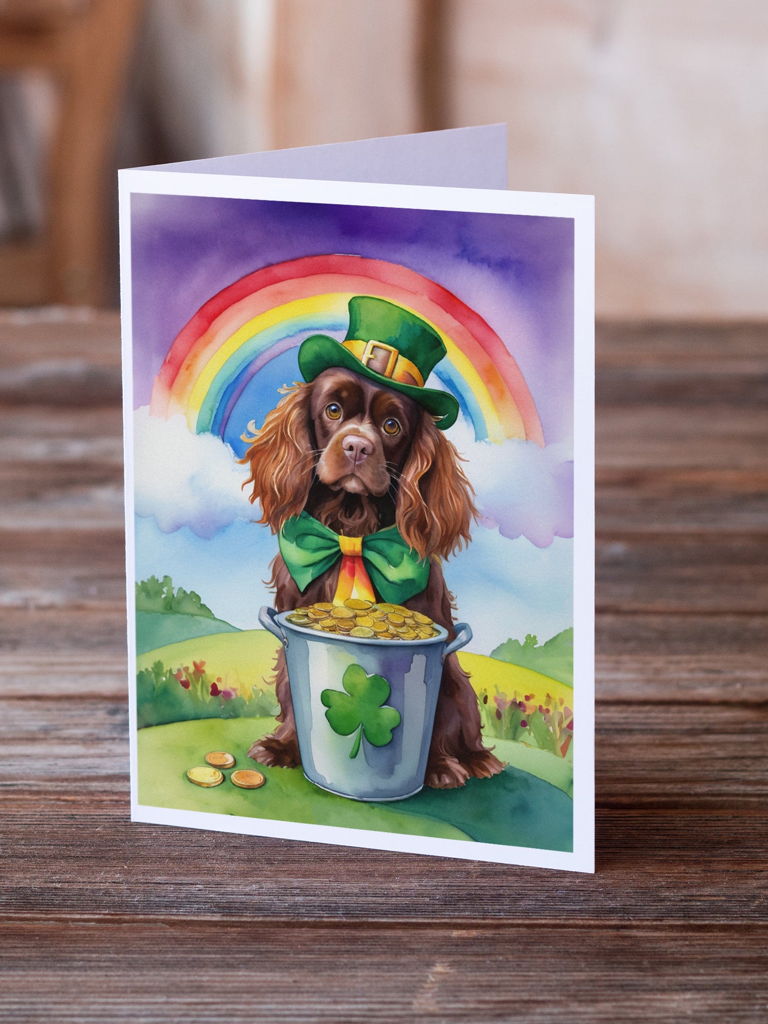Sussex Spaniel St Patrick's Day Greeting Cards Pack of 8