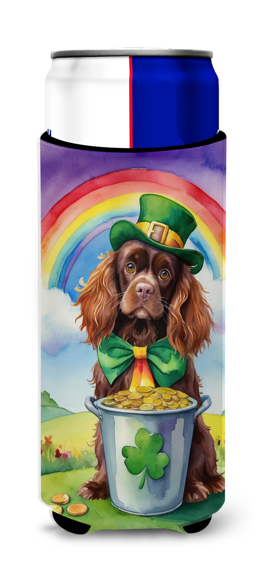 Buy this Sussex Spaniel St Patrick's Day Hugger for Ultra Slim Cans