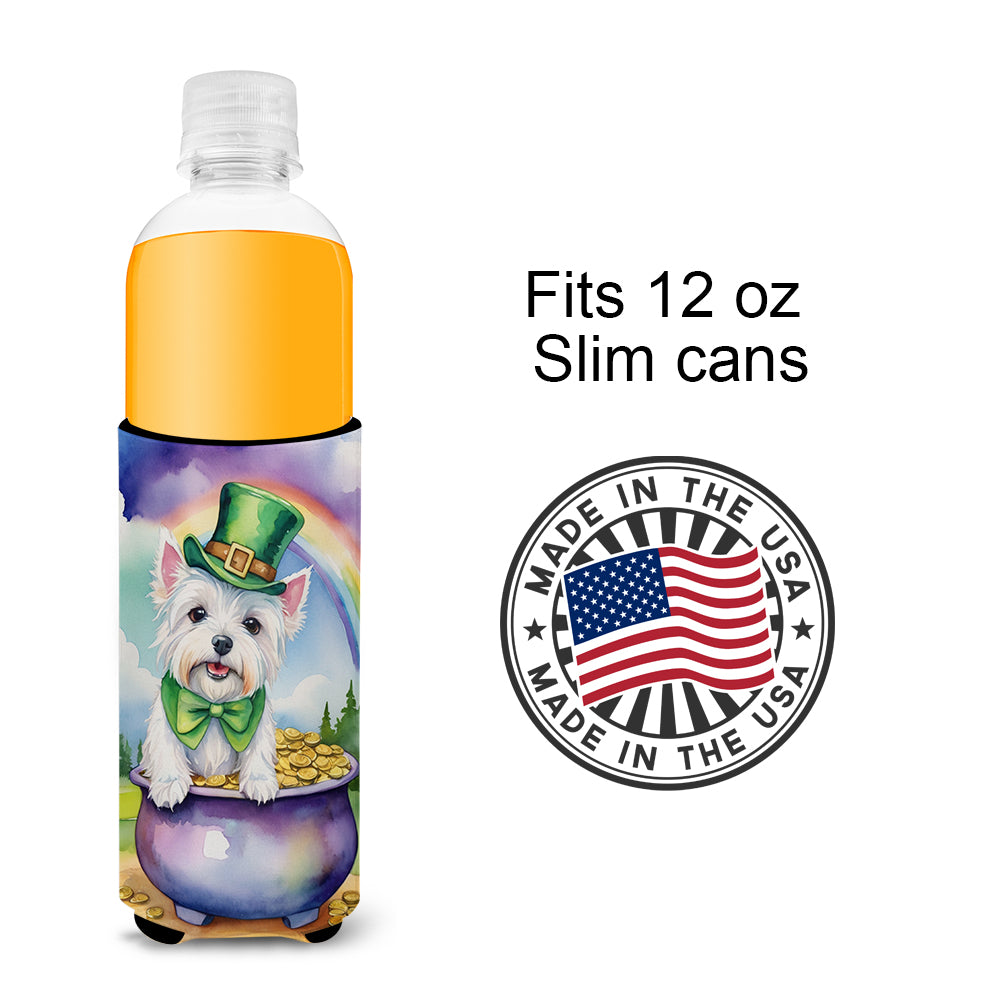 Westie St Patrick's Day Hugger for Ultra Slim Cans