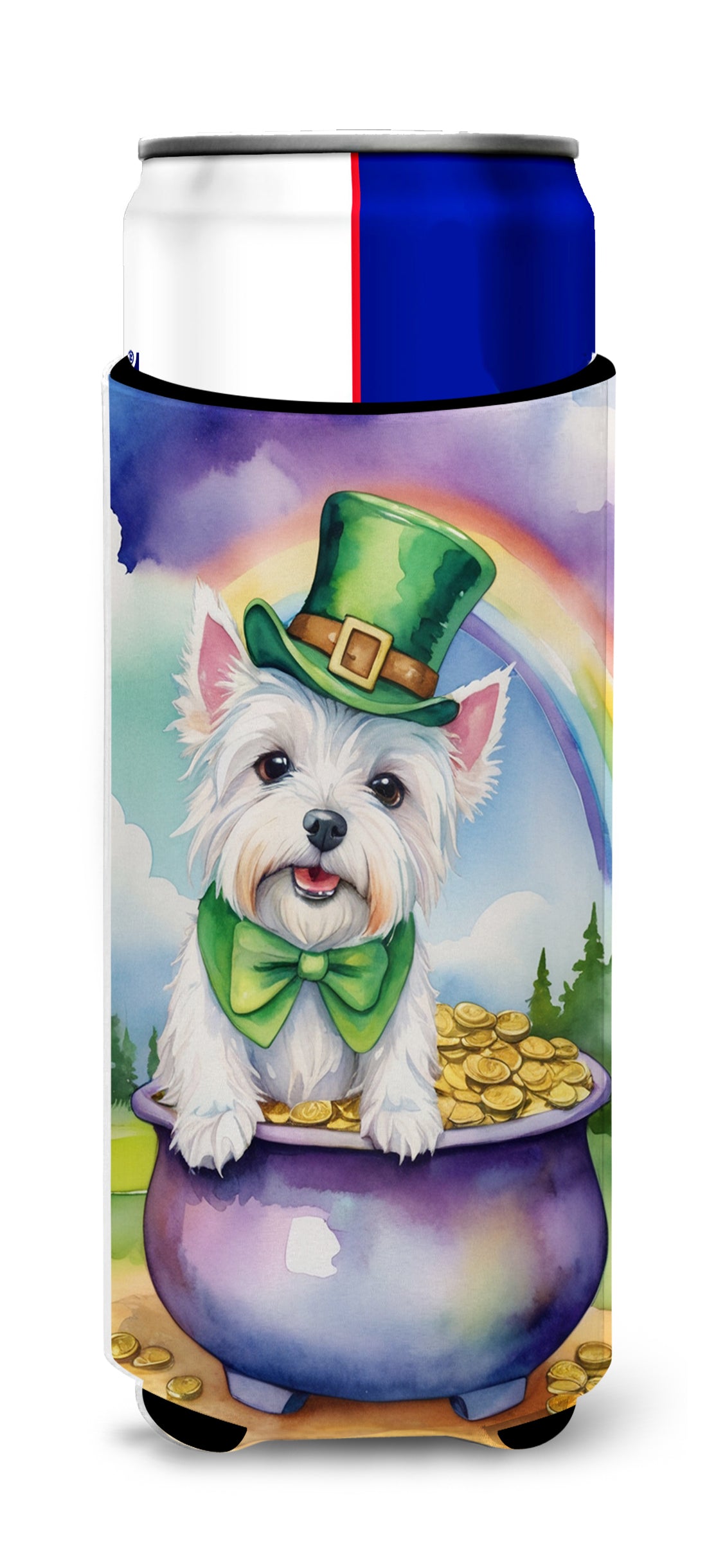 Buy this Westie St Patrick's Day Hugger for Ultra Slim Cans
