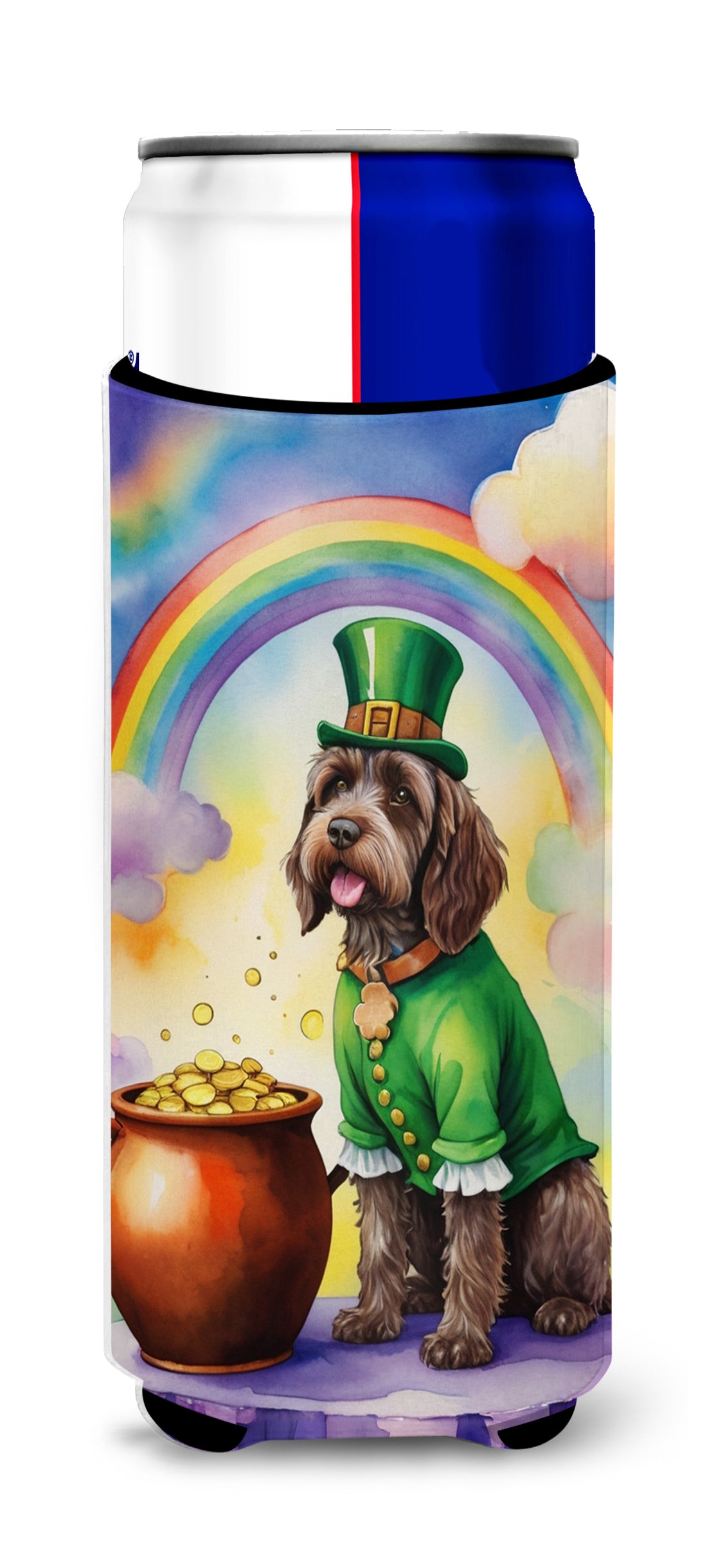 Buy this Wirehaired Pointing Griffon St Patrick's Day Hugger for Ultra Slim Cans