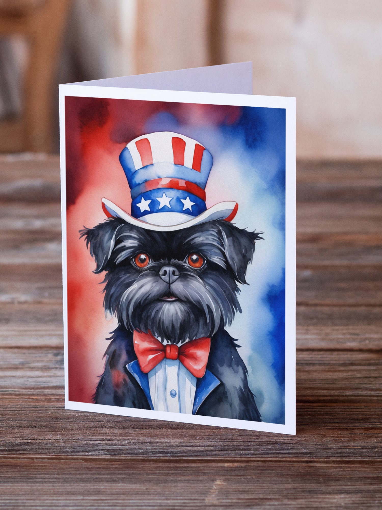 Affenpinscher Patriotic American Greeting Cards Pack of 8