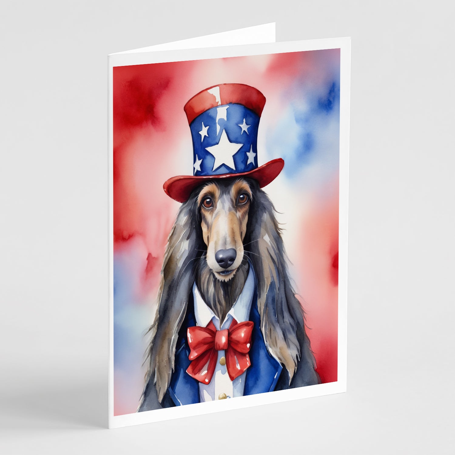 Buy this Afghan Hound Patriotic American Greeting Cards Pack of 8