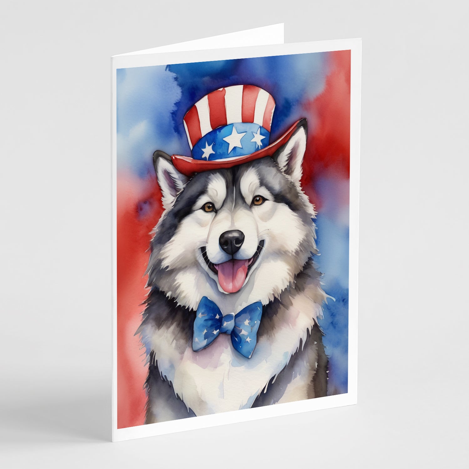 Buy this Alaskan Malamute Patriotic American Greeting Cards Pack of 8