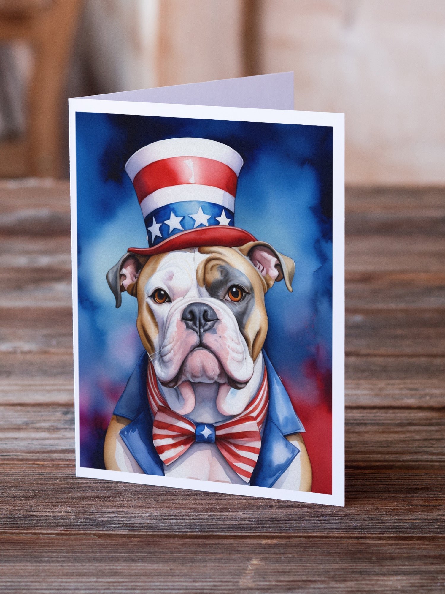 Buy this American Bulldog Patriotic American Greeting Cards Pack of 8