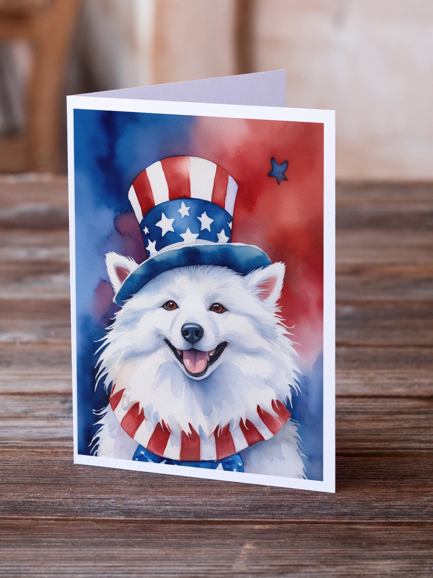 Buy this American Eskimo Patriotic American Greeting Cards Pack of 8