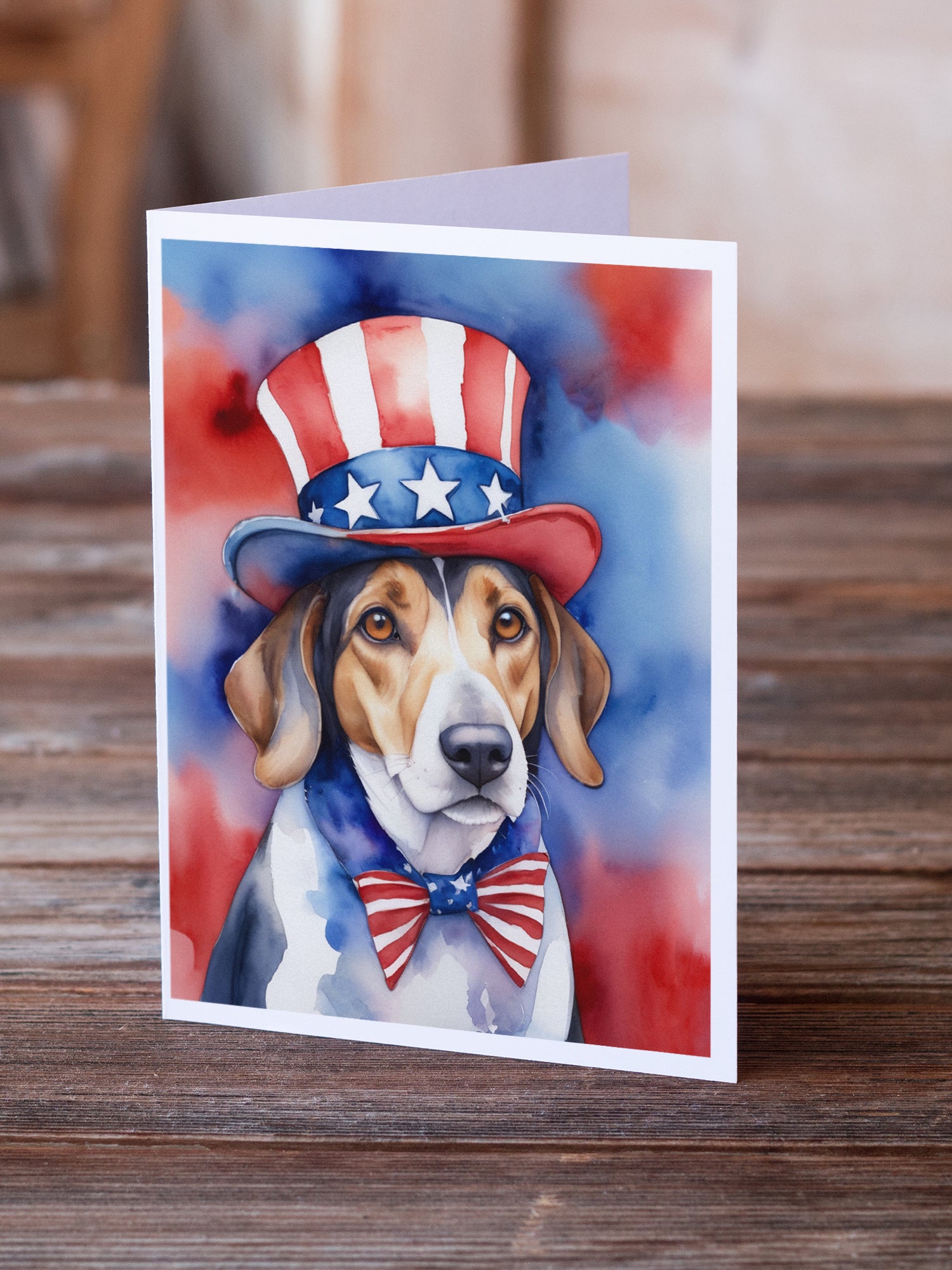 American Foxhound Patriotic American Greeting Cards Pack of 8