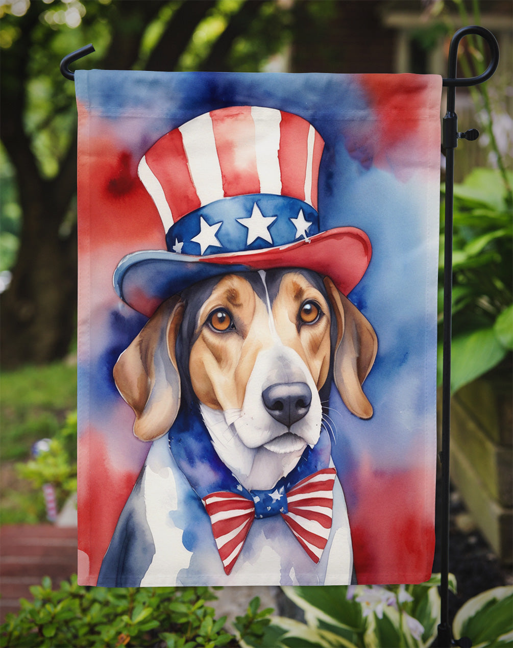 American Foxhound Patriotic American Garden Flag
