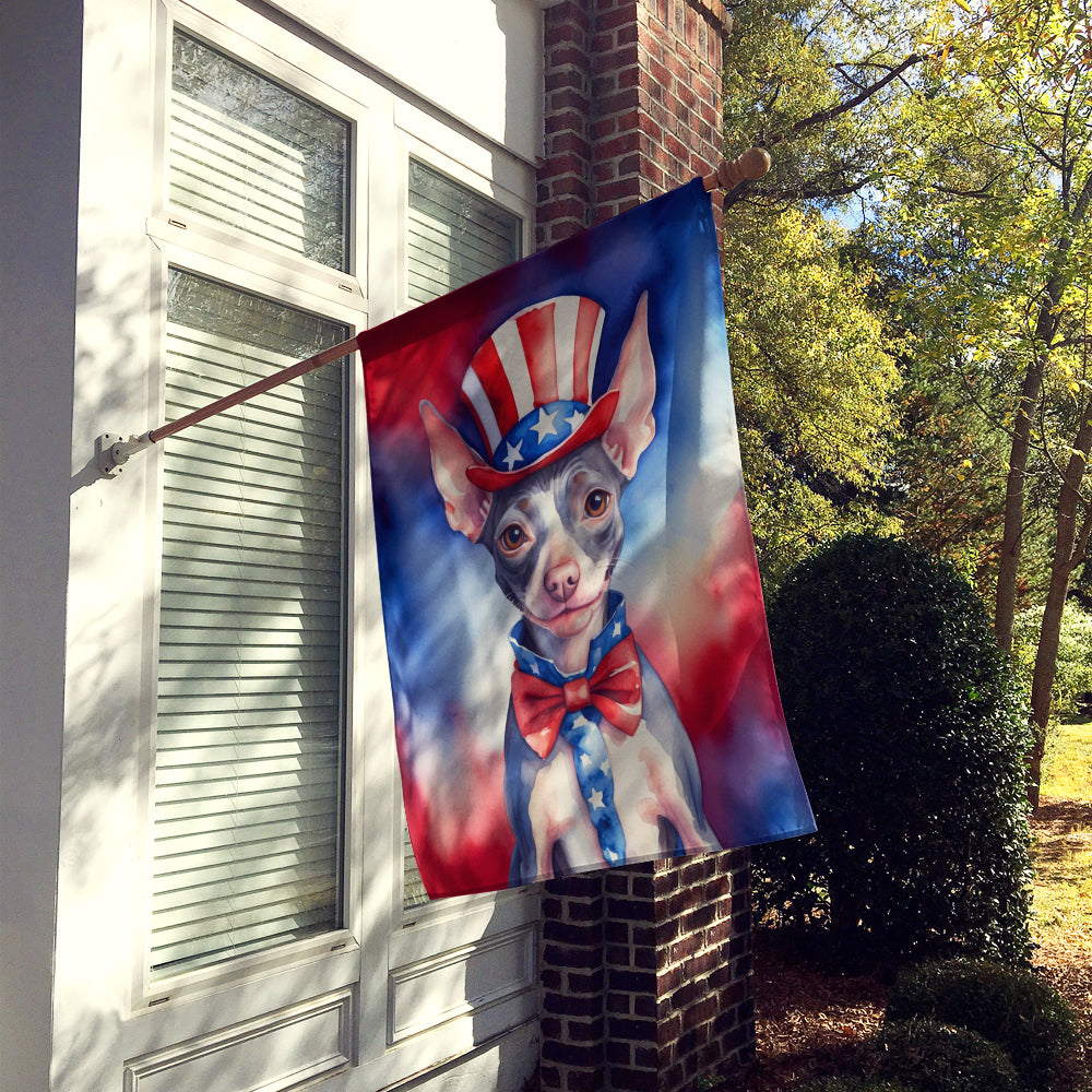 Buy this American Hairless Terrier Patriotic American House Flag
