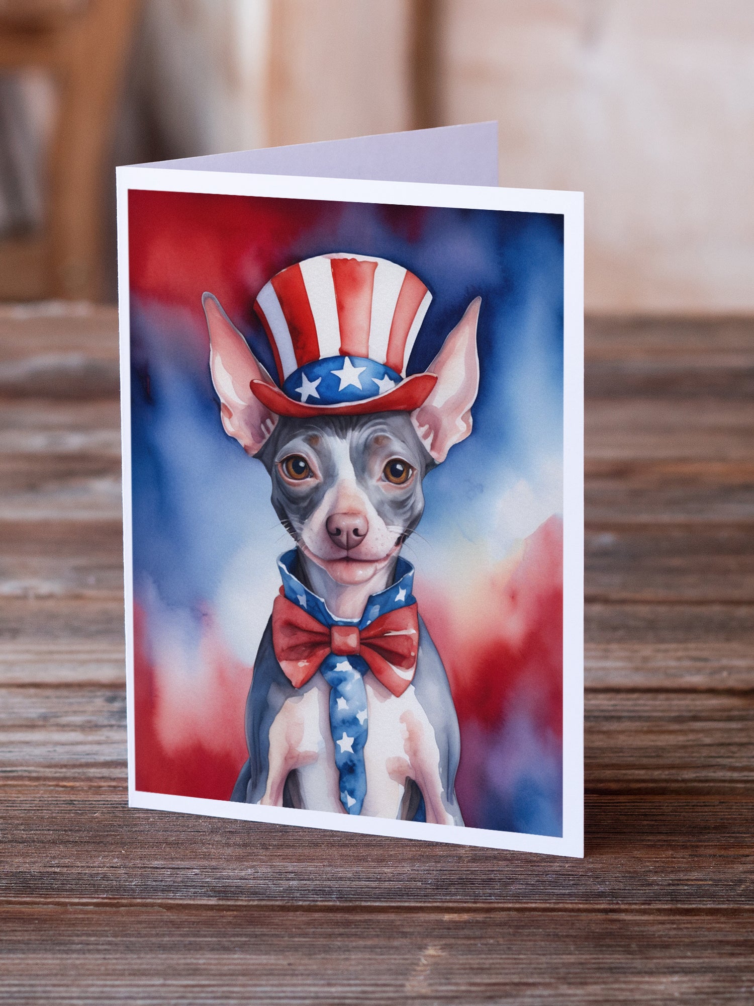 American Hairless Terrier Patriotic American Greeting Cards Pack of 8