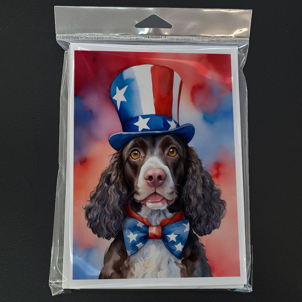 American Water Spaniel Patriotic American Greeting Cards Pack of 8