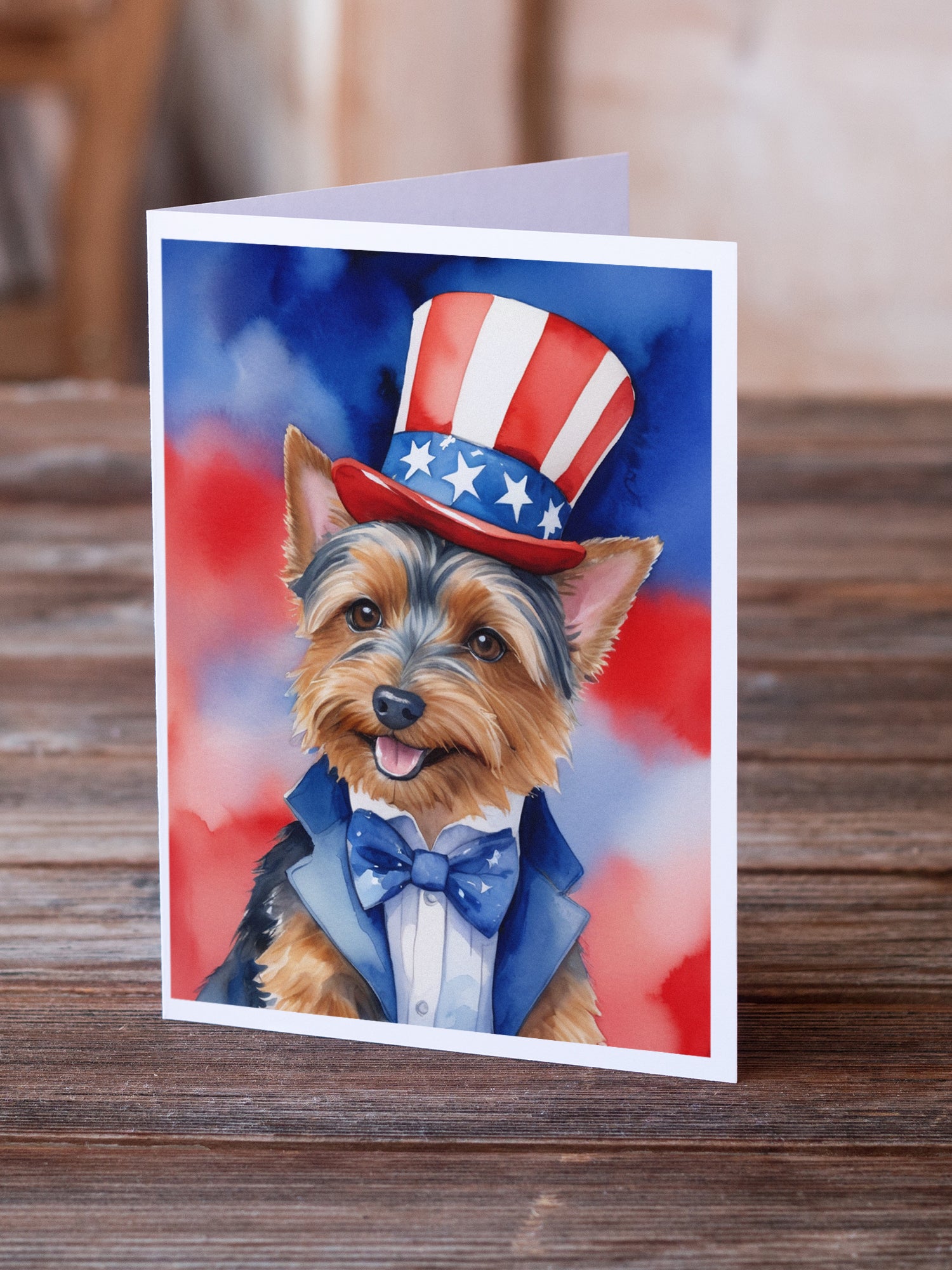 Australian Terrier Patriotic American Greeting Cards Pack of 8