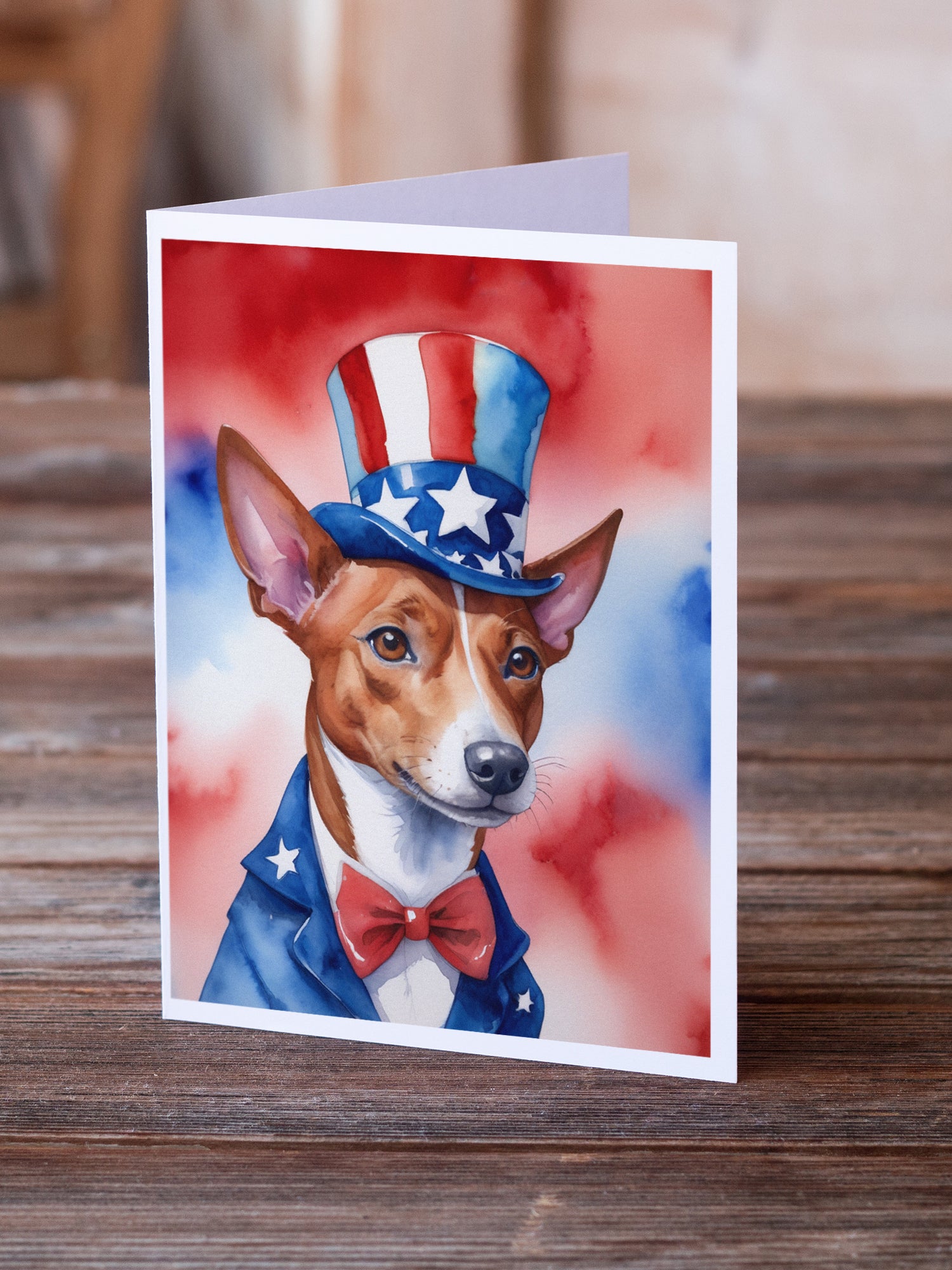 Buy this Basenji Patriotic American Greeting Cards Pack of 8