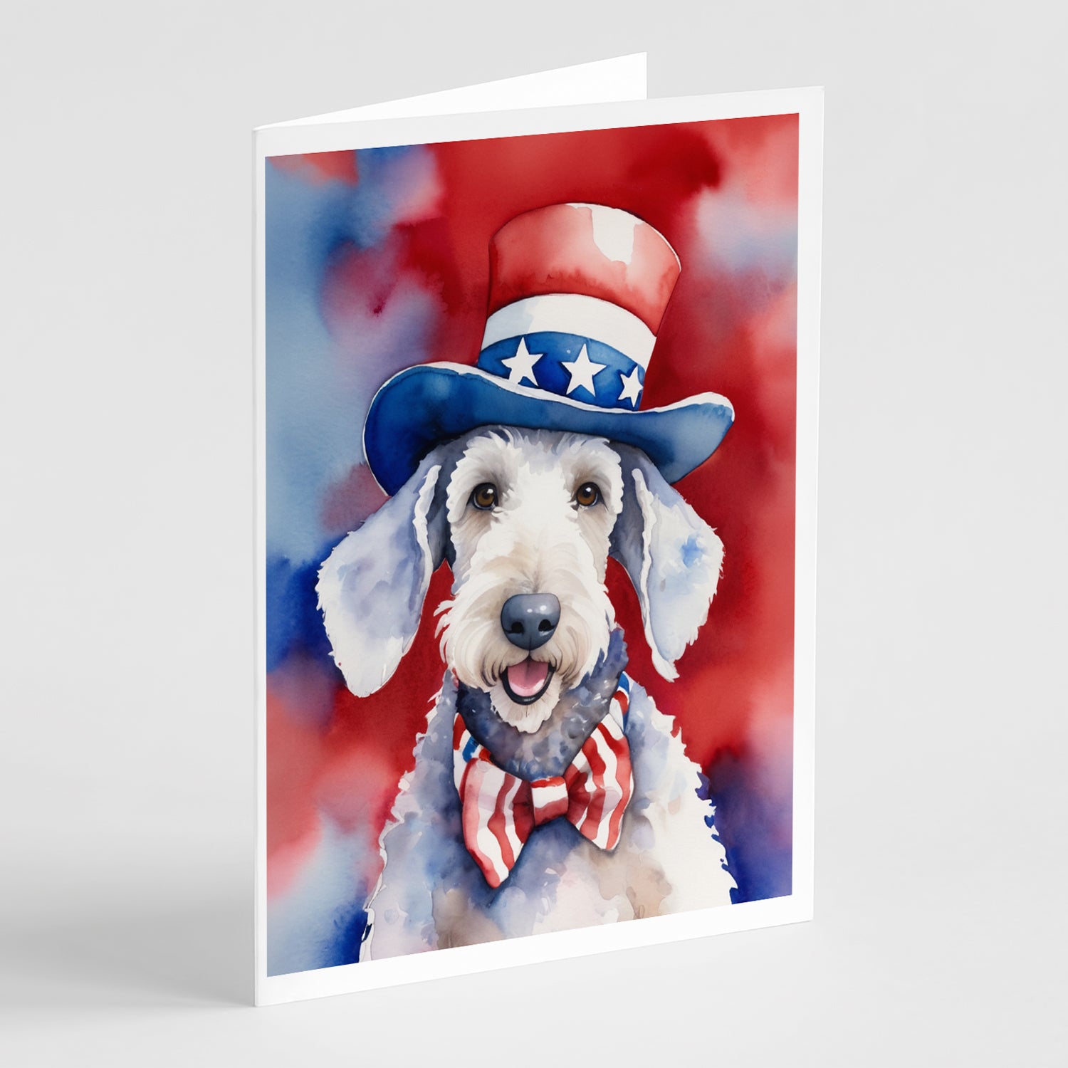 Buy this Bedlington Terrier Patriotic American Greeting Cards Pack of 8