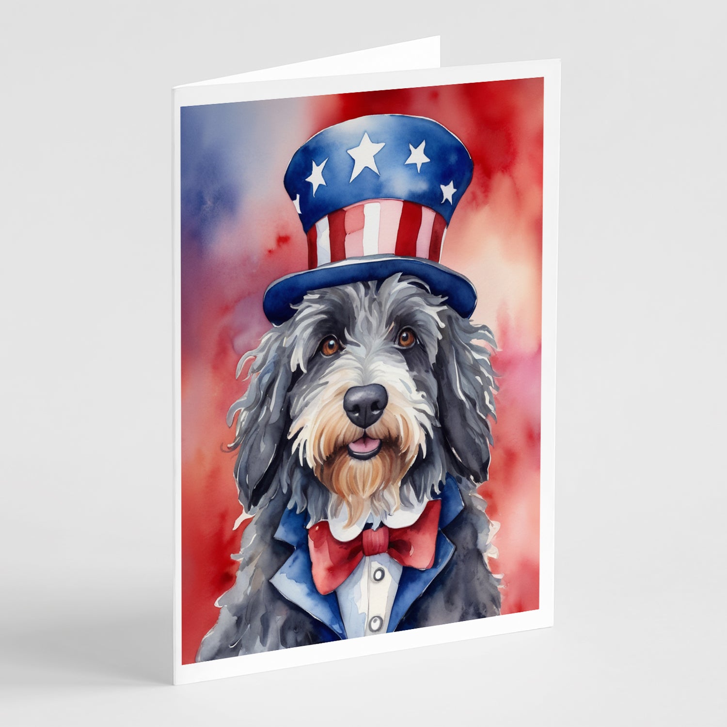 Buy this Bergamasco Sheepdog Patriotic American Greeting Cards Pack of 8