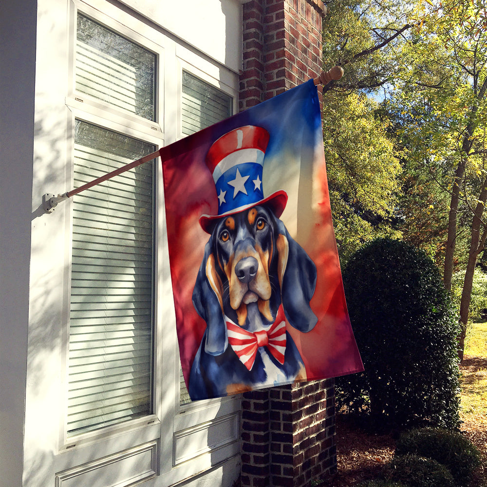 Buy this Black and Tan Coonhound Patriotic American House Flag