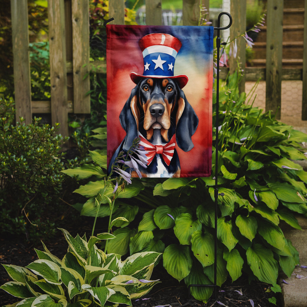 Buy this Black and Tan Coonhound Patriotic American Garden Flag