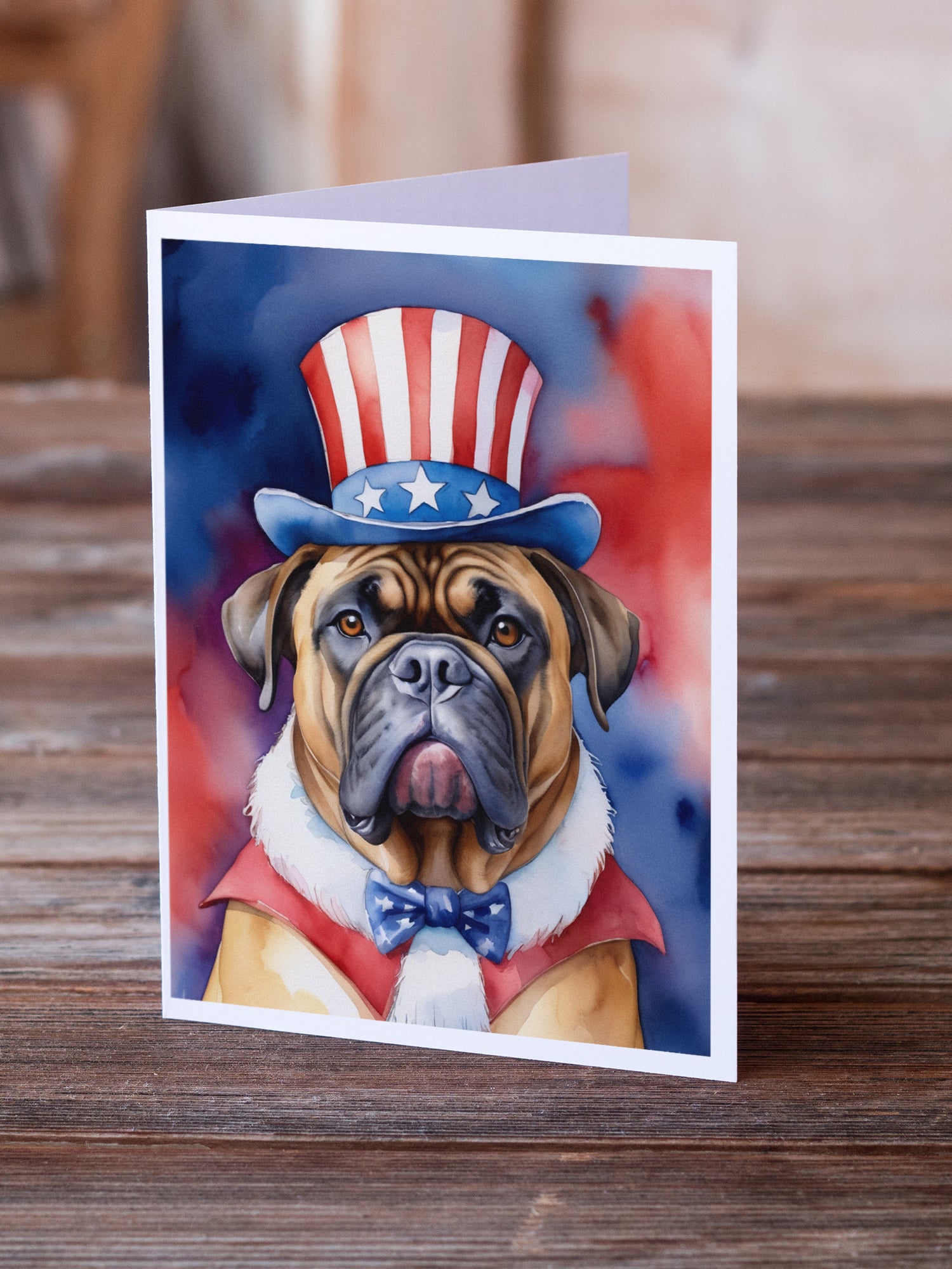 Bullmastiff Patriotic American Greeting Cards Pack of 8