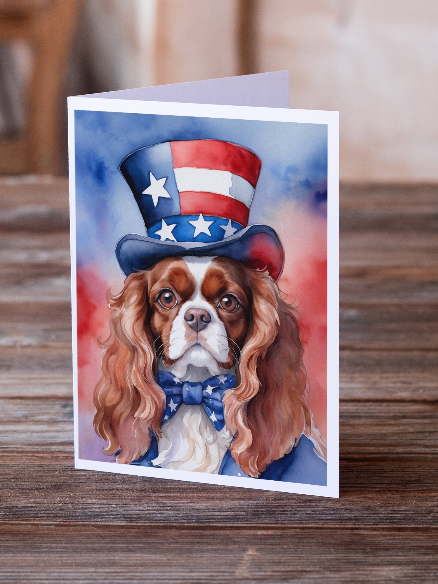 Buy this Cavalier Spaniel Patriotic American Greeting Cards Pack of 8
