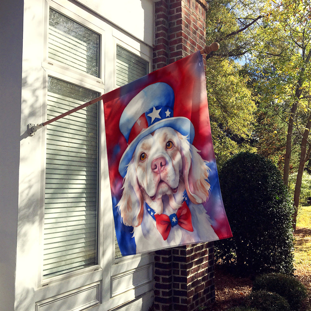 Buy this Clumber Spaniel Patriotic American House Flag