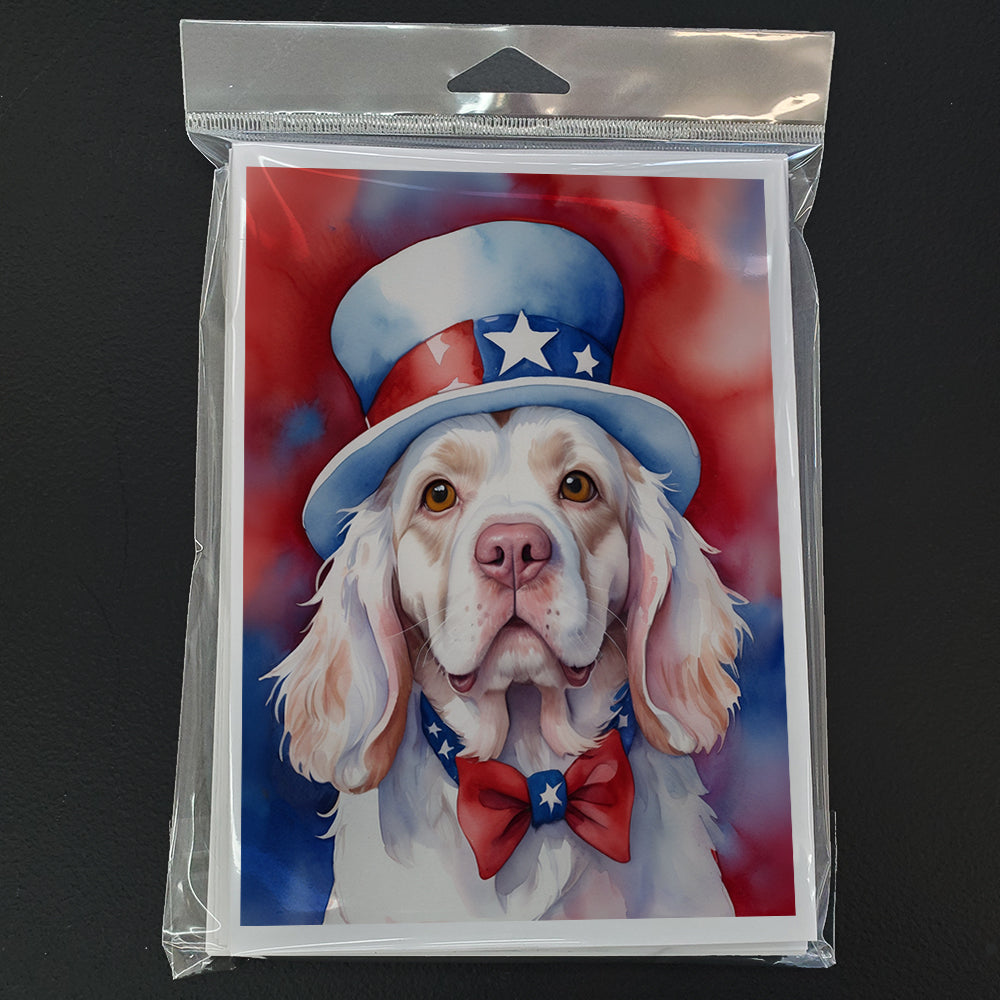 Clumber Spaniel Patriotic American Greeting Cards Pack of 8