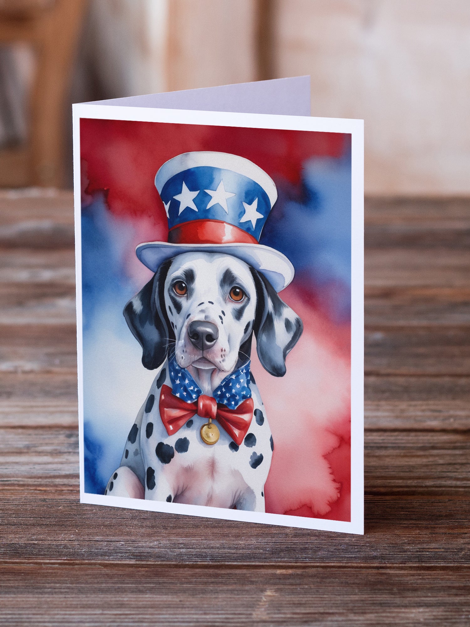 Dalmatian Patriotic American Greeting Cards Pack of 8
