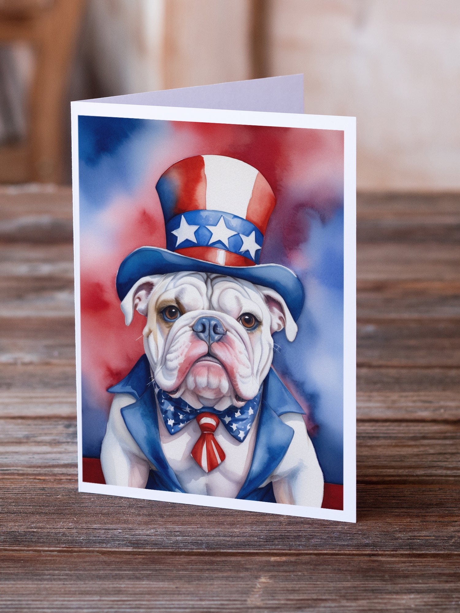 Buy this English Bulldog Patriotic American Greeting Cards Pack of 8
