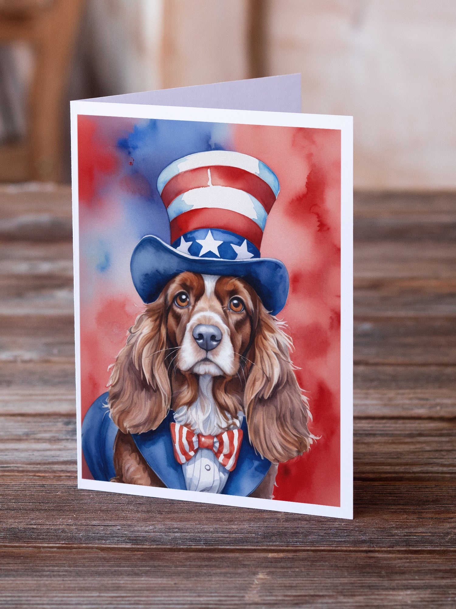 Buy this English Cocker Spaniel Patriotic American Greeting Cards Pack of 8