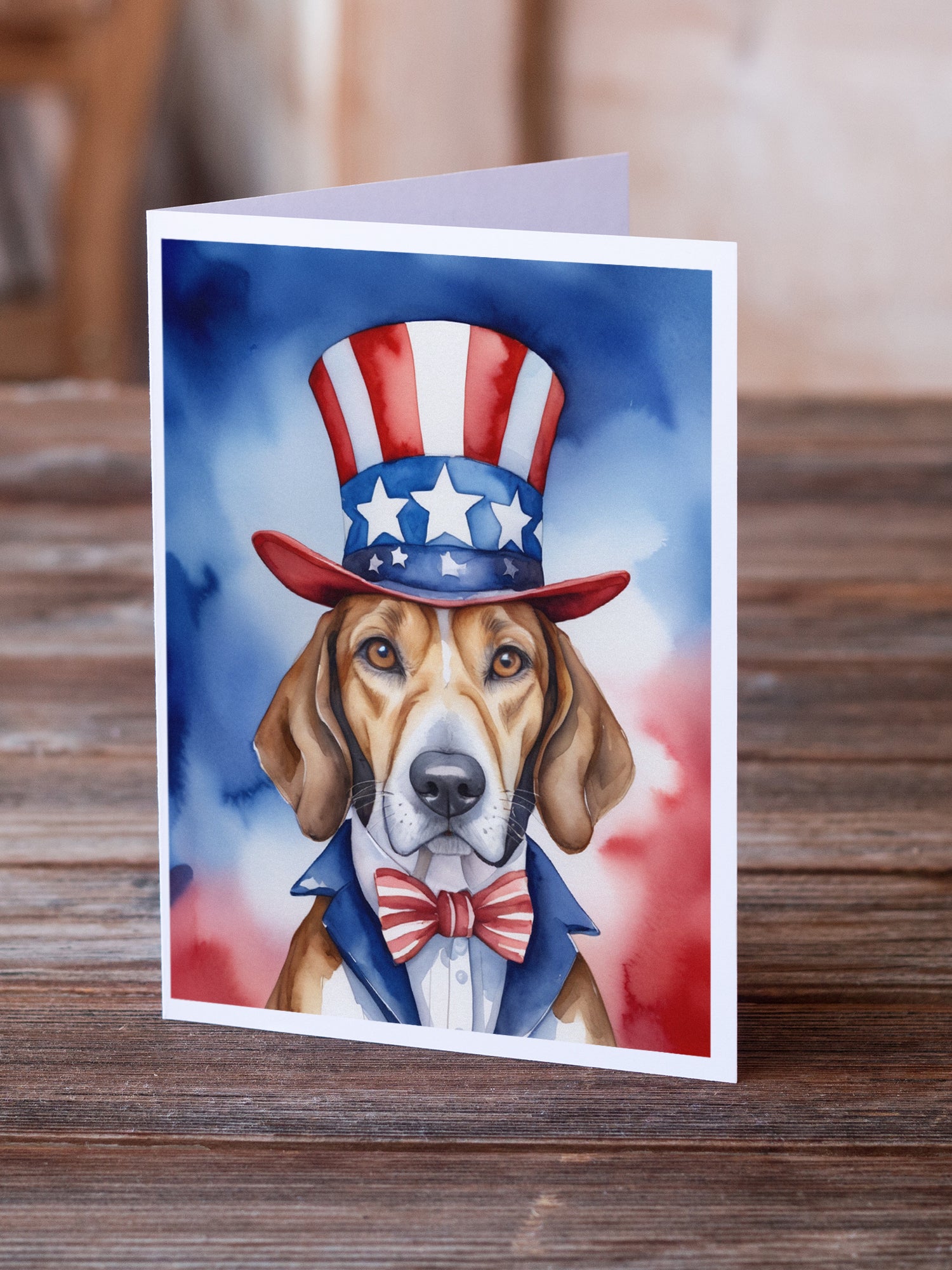 Buy this English Foxhound Patriotic American Greeting Cards Pack of 8