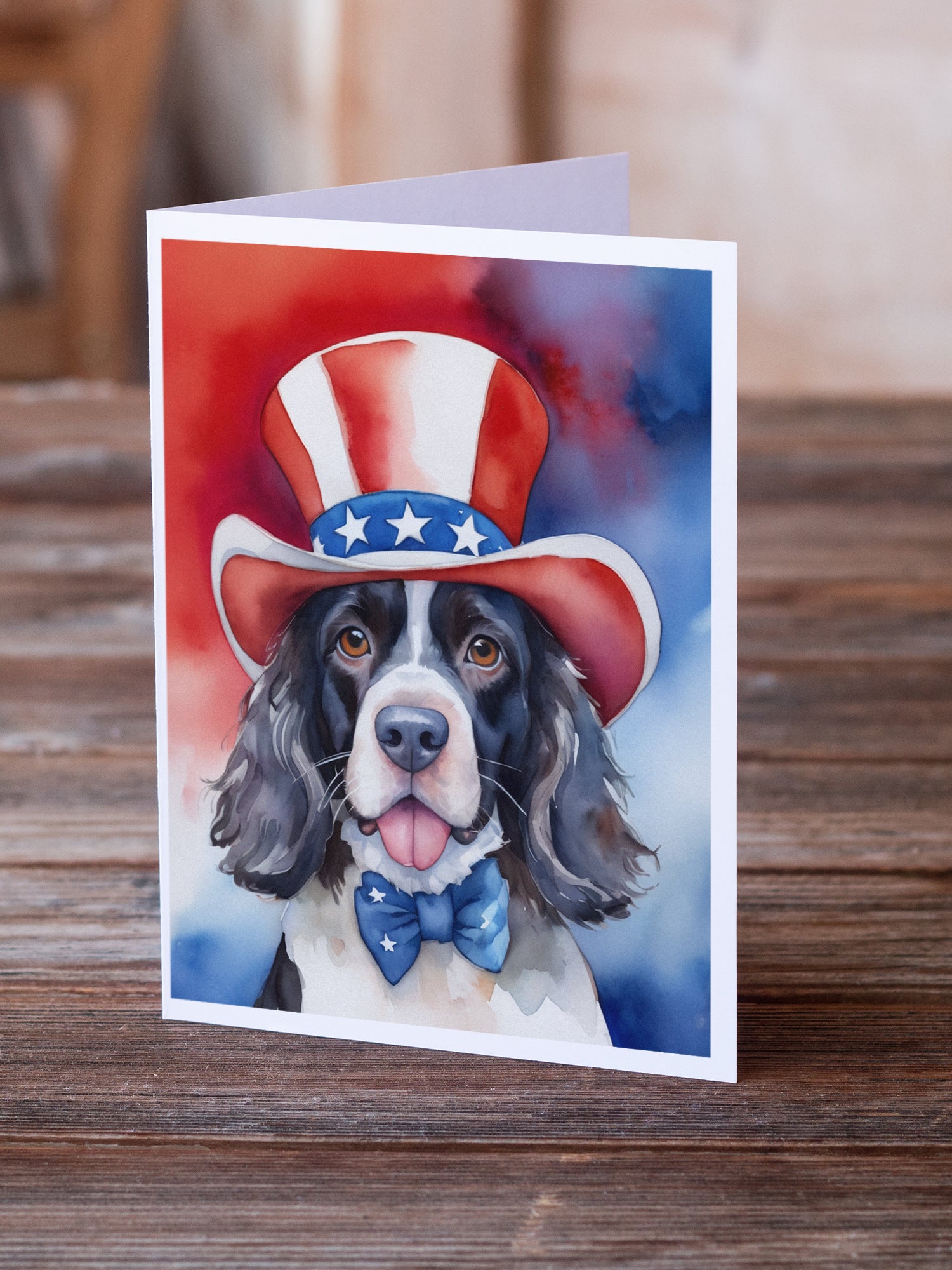 Buy this English Springer Spaniel Patriotic American Greeting Cards Pack of 8