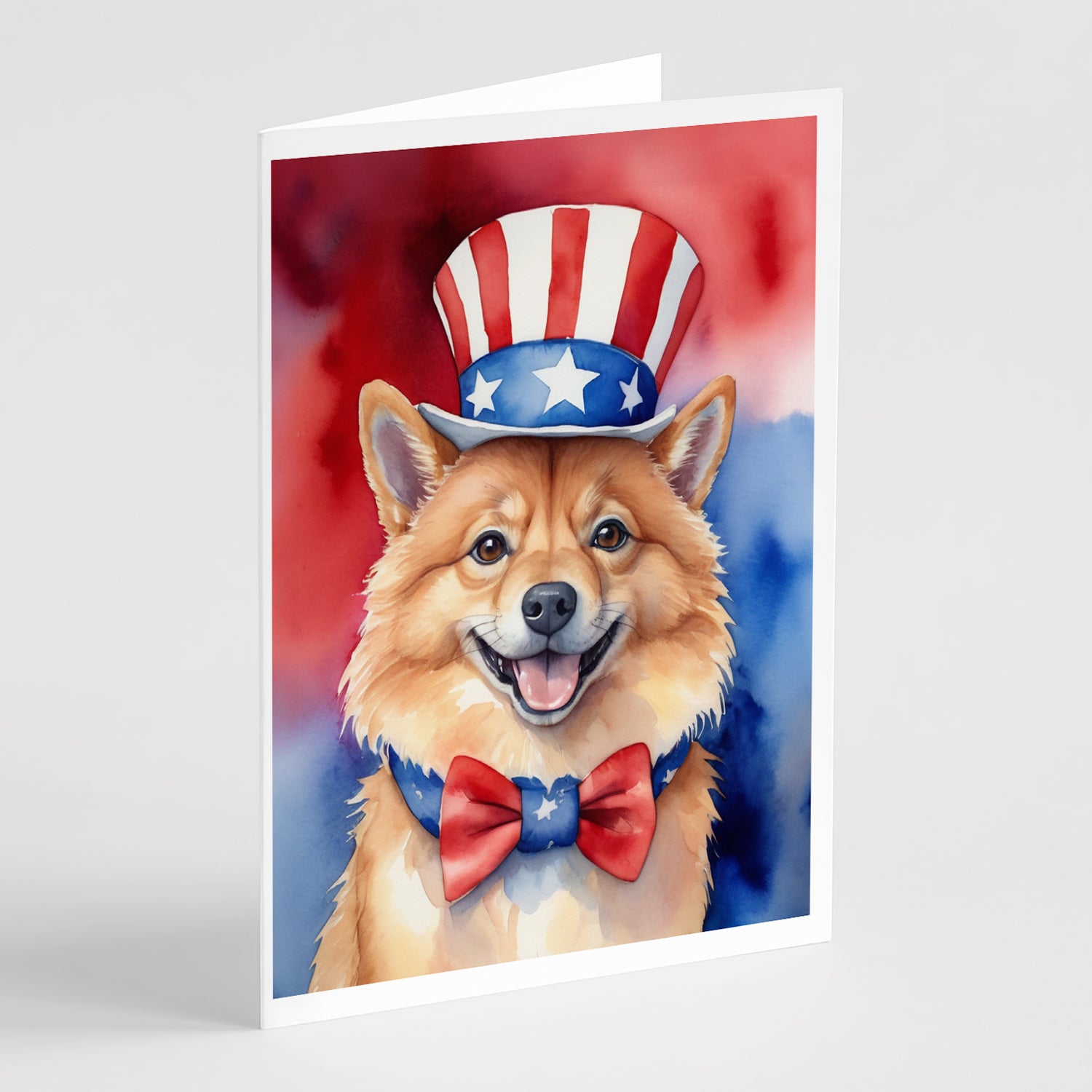 Buy this Finnish Spitz Patriotic American Greeting Cards Pack of 8