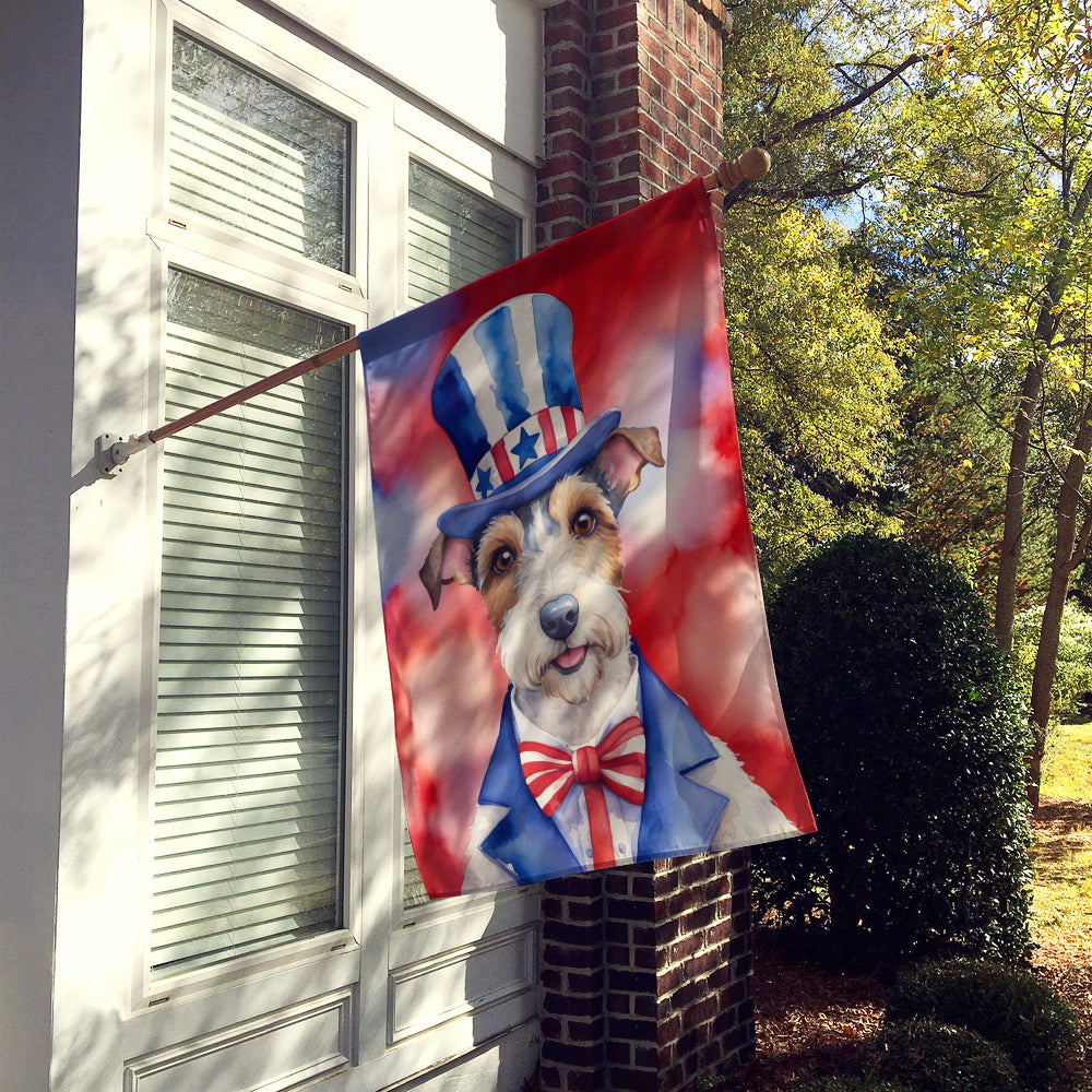 Buy this Fox Terrier Patriotic American House Flag