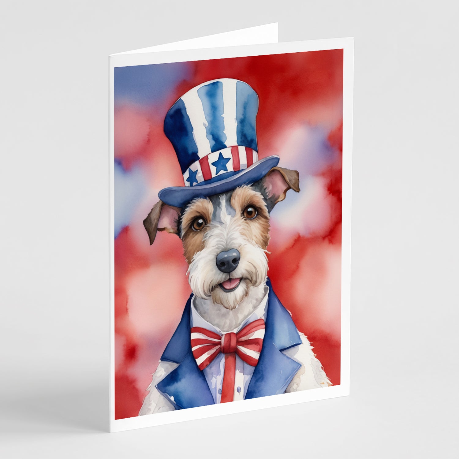 Buy this Fox Terrier Patriotic American Greeting Cards Pack of 8