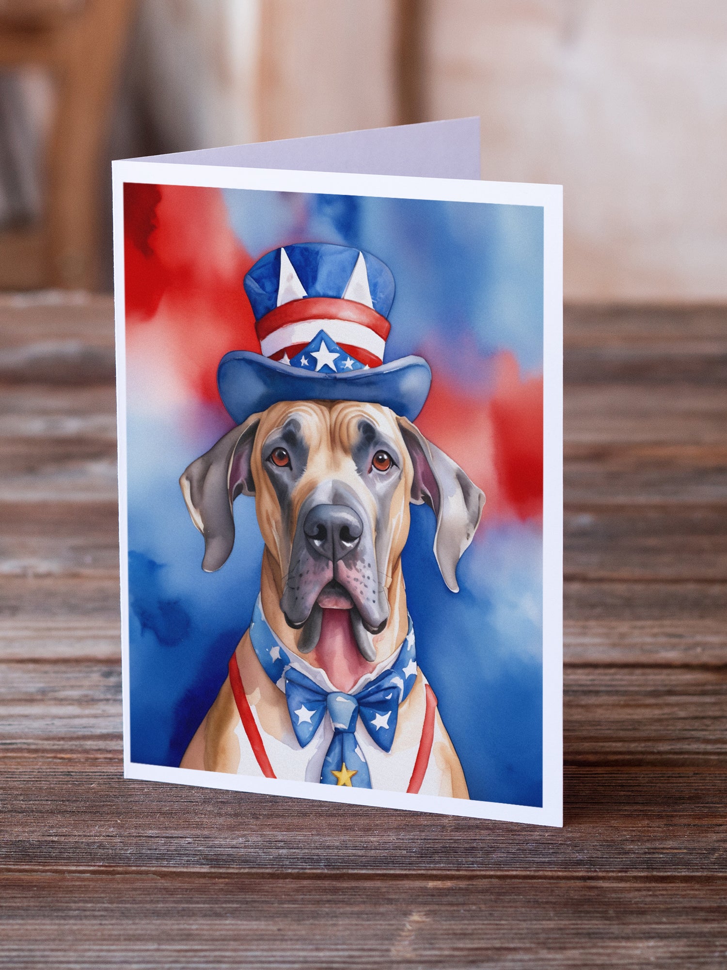 Great Dane Patriotic American Greeting Cards Pack of 8
