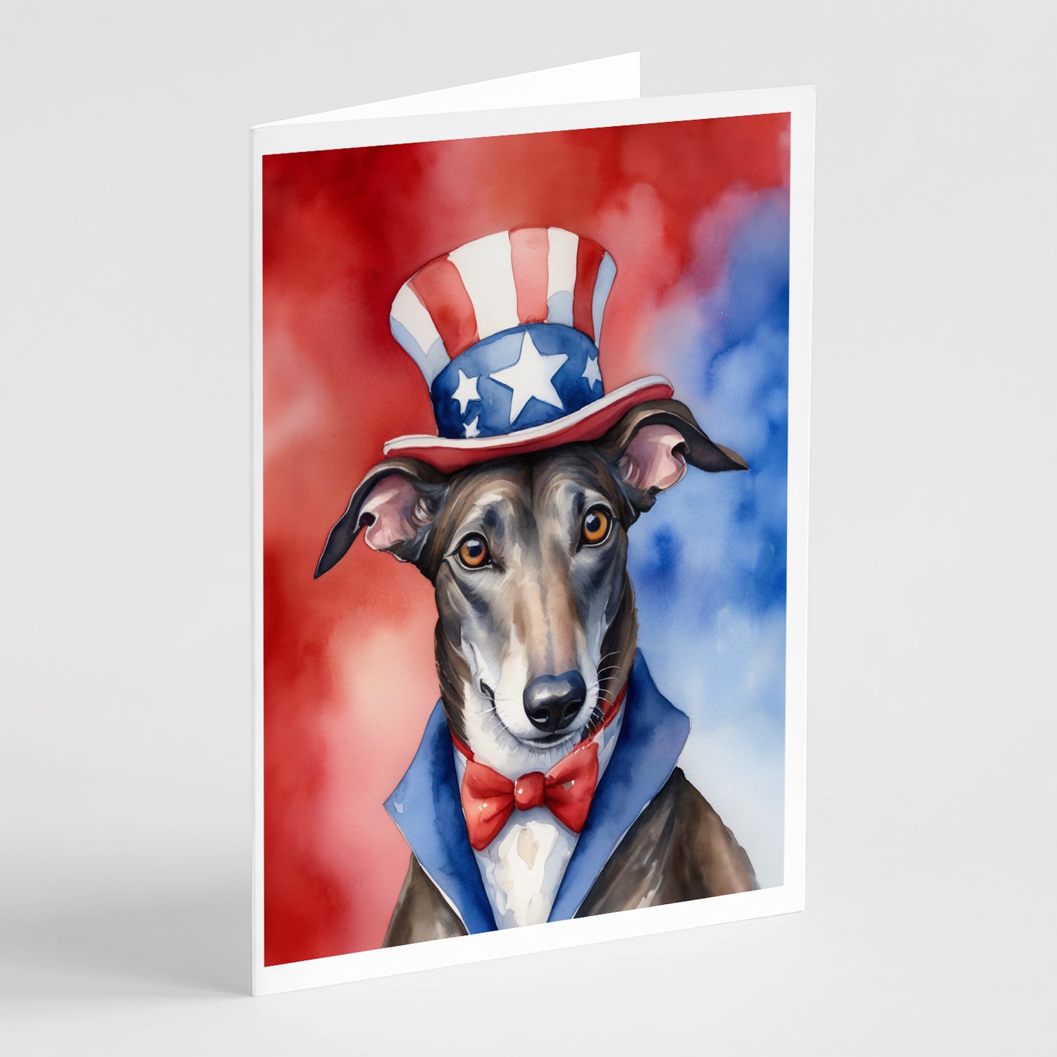 Buy this Greyhound Patriotic American Greeting Cards Pack of 8
